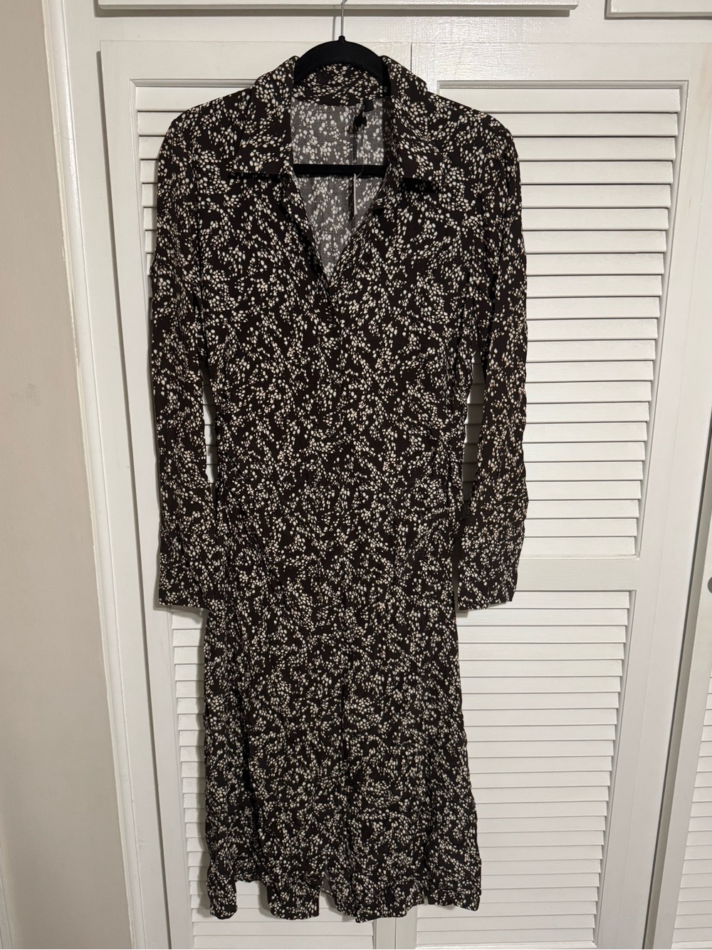 Madewell Black Dress with Cream Floral Print - Long Sleeve